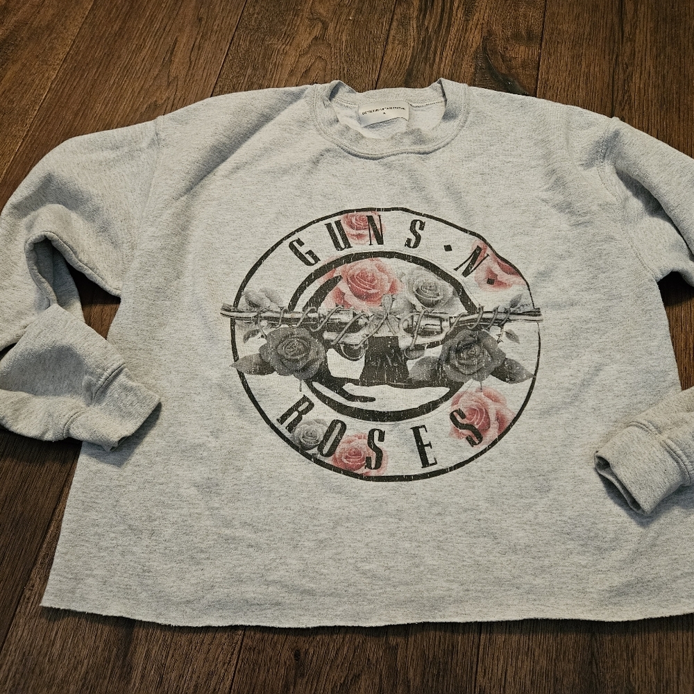 Guns N Roses Sweatshirt Light Gray Sz Medium Crewneck Distressed Vintage Couture